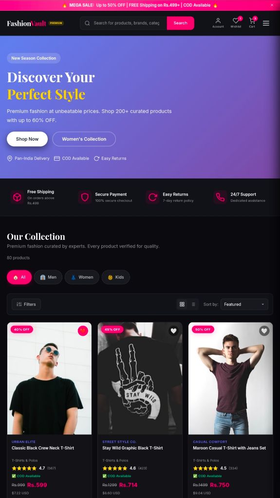 Fashion Vault E-Commerce Website Screenshot