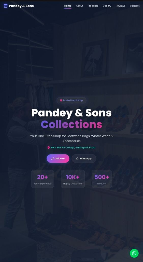 Pandey & Sons Collections Website Screenshot